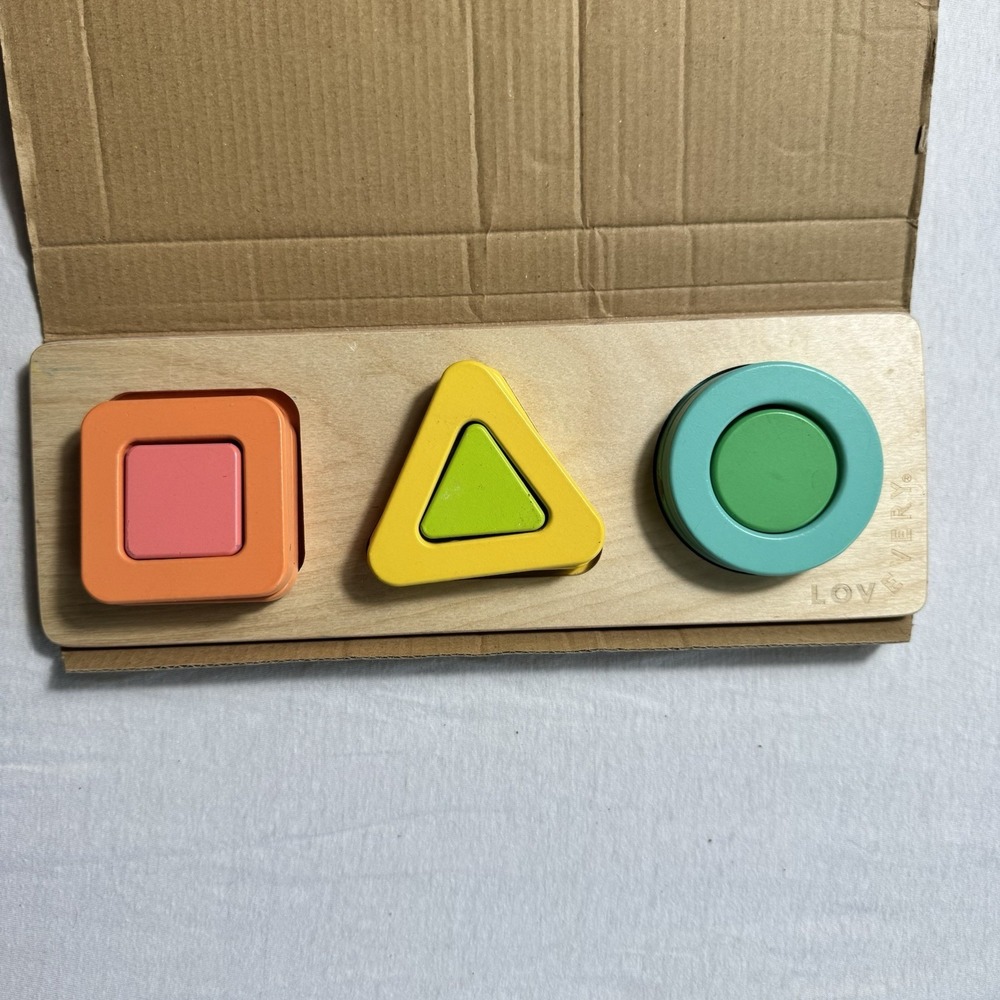 Lovevery Wooden Montessori Shape Puzzle Stacker Toddler 18-24 Months Toy
